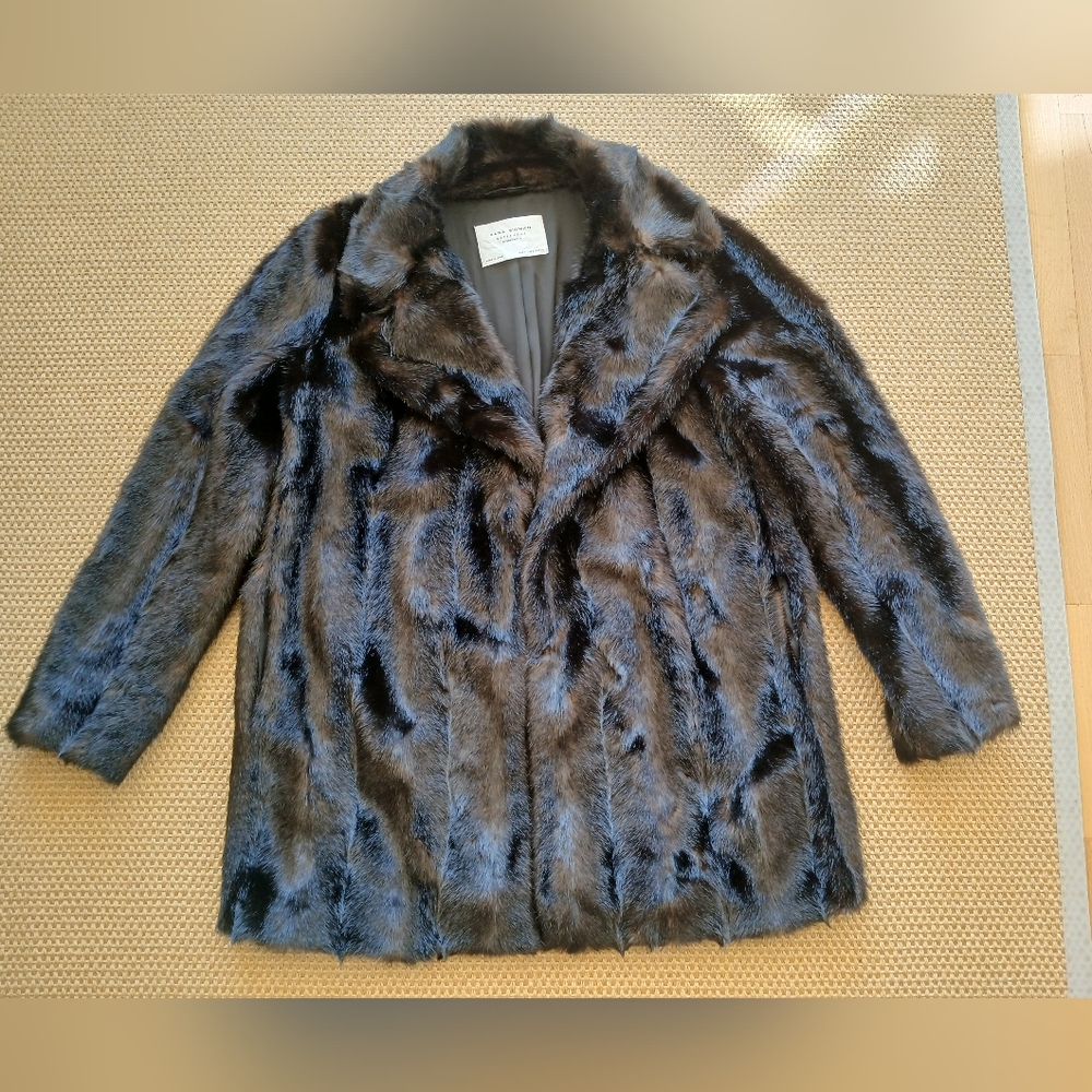 Zara faux fur mink  black brown jacket/ coat